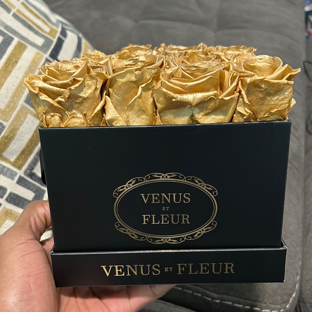 Venus et Fleur small flower box. Black and gold
